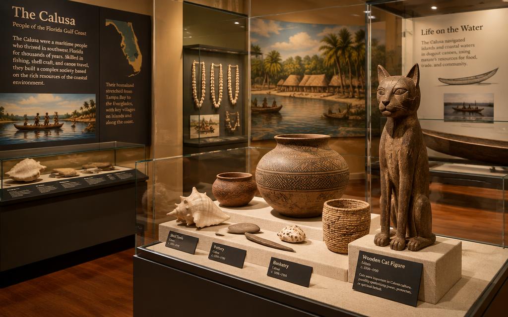 Museum exhibit of Calusa artifacts